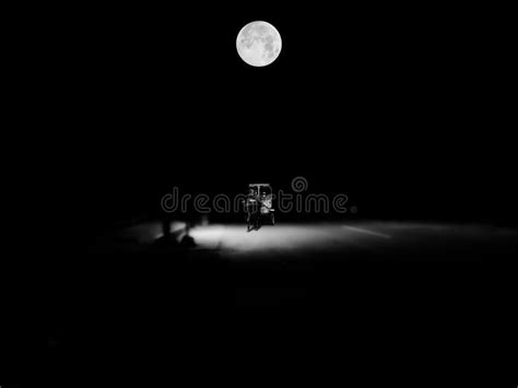 The Moon In Black And White Stock Image Image Of Black Evening