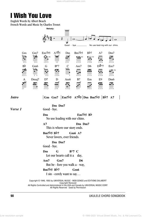 Maybe you would like to learn more about one of these? Lynne - I Wish You Love sheet music for ukulele (chords) PDF