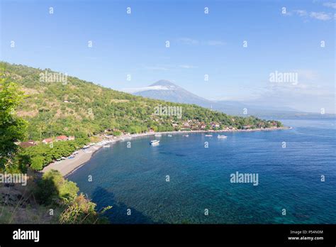 Amed Beach With The Agung Volcano In The Background Bali Indonesia