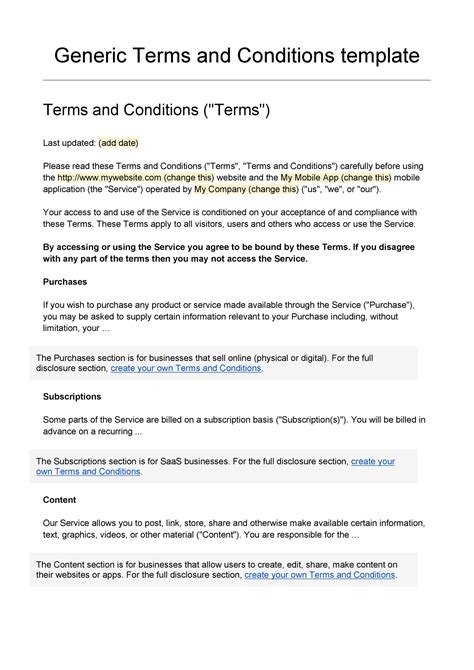 40 Free Terms And Conditions Templates For Any Website Template Lab