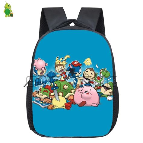 Cartoon Super Smash Bros Backpack Funny Chibi Suepr Mario Link Sonic