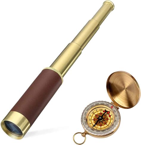 Pirate Telescope And Compass For Kids Adults Handheld Collapsible