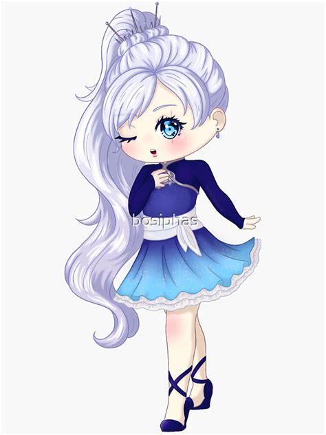 Rwby Weiss Schnee Chibi Volume 4 Outfit Sticker By Bosiphas Redbubble