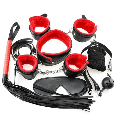cheap 7pcs set adult erotic lingerie sex toys for woman pu leather bdsm bondage restraints