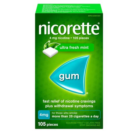 nicorette nicotine gum quit smoking aid ultra fresh mint 4mg walmart canada