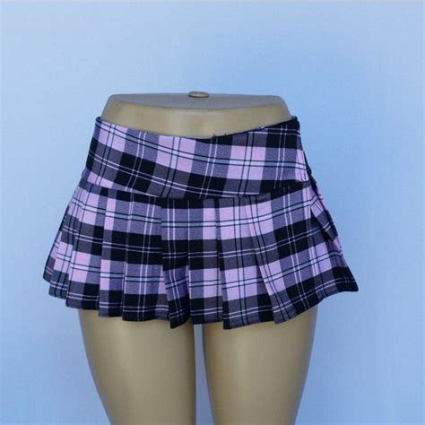 Pink Micro Mini Tartan Stewart School Girl Plaid Pleated Skirt Opens Closes With Velcro Strip