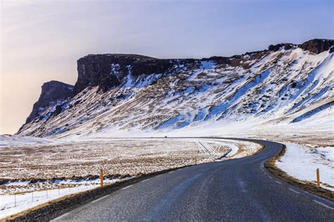 Mountain Snow And Road In Iceland Stock Image Image Of Highway