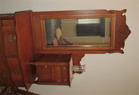 Lot Detail Vintage Oak Gentlemans Dresser W Cheval Mirror