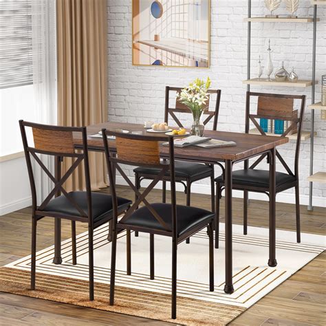 Kitchen Table And 4 Chairs Set Urhomepro 5 Piece Industrial Dining