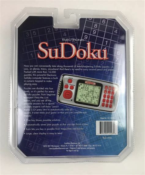 Excalibur Electronic Handheld Sudoku 16000 Puzzles New Game 4 Levels