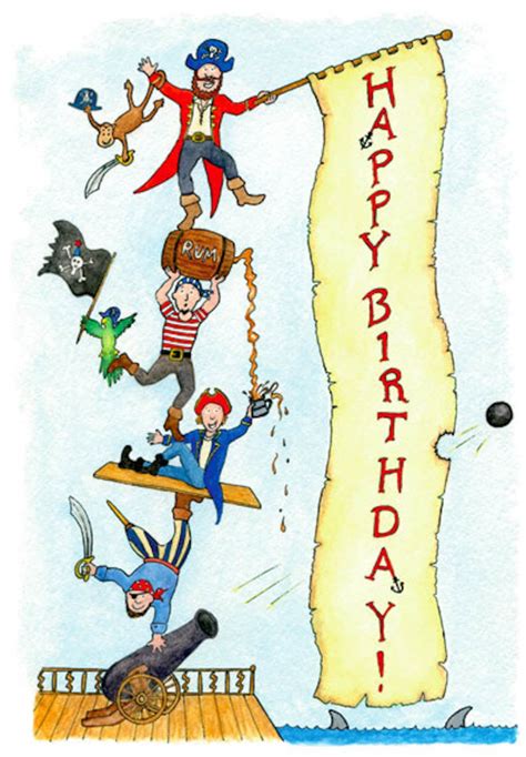 Pirate Birthday Card Happy Birthday Balancing Birthday Etsy Uk