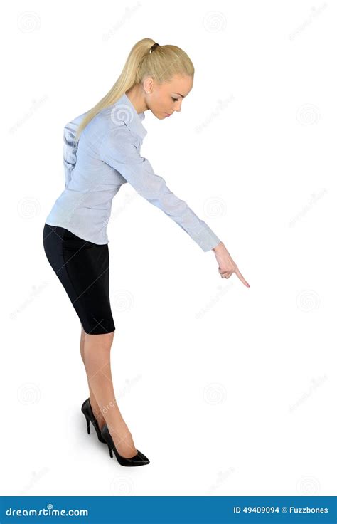 Business Woman Pointing Down Stock Photo Image Of Copy Person 49409094