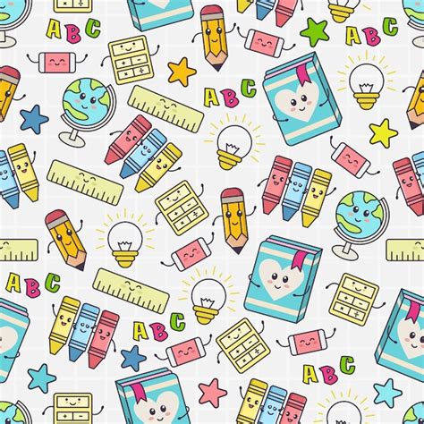 Premium Vector Seamless Pattern With Cute School Object