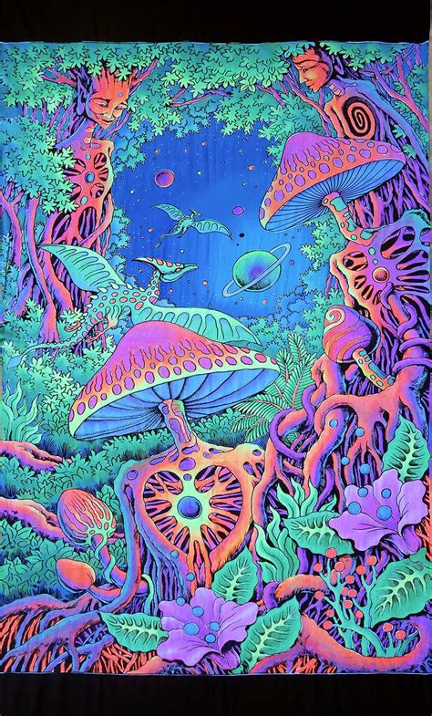 Trippy Mushroom Uv Painting Acrylic Art And Collectibles