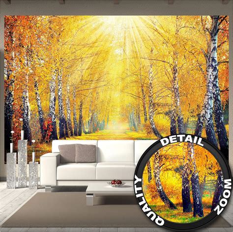 Wall Mural Golden Autumn Decoration Birch Forest Nature Landscape