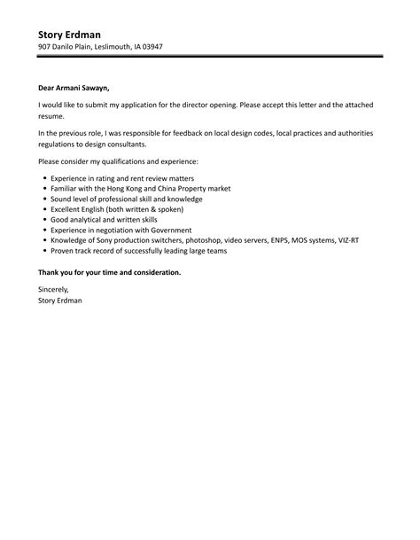 Director Cover Letter Velvet Jobs