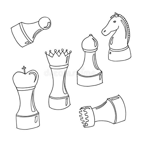 Drawing King Queen Chess Piece Stock Illustrations 804 Drawing King