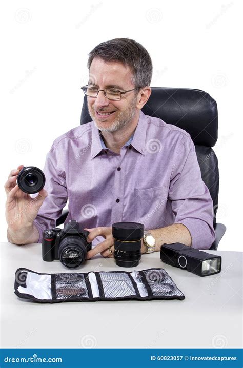 Photographer With Equipment Stock Image Image Of Photojournalist