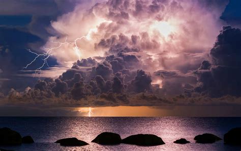 Lightning Storm Rain Clouds Sky Nature Thunderstorm Wallpapers Hd