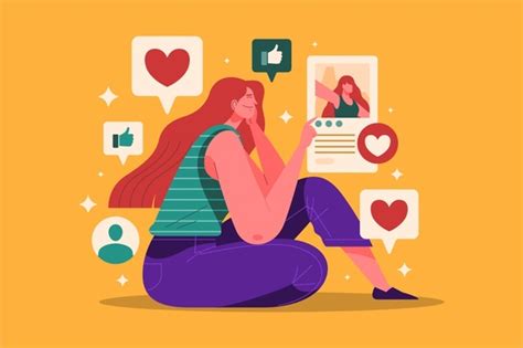 A Person Addicted To Social Media Illustration Free Vector