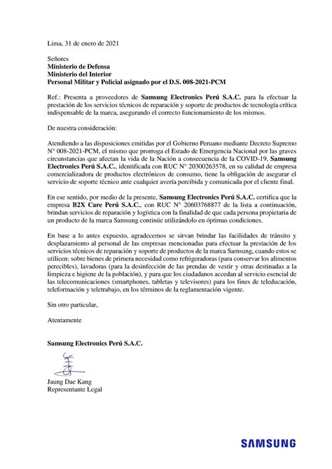 Carta Autorización Circulación Ds0082021 Pcm Lima 31 De Enero De