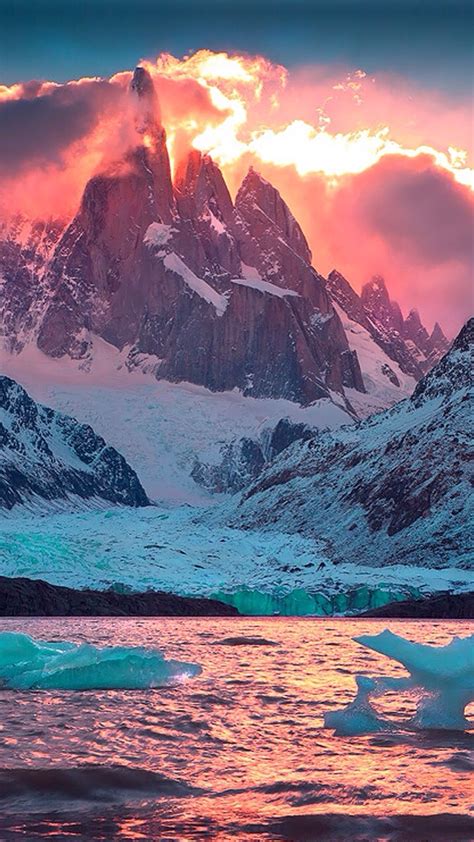 Download Snowy Mountain With Orange Sky Wallpaper For Amazon Kindle