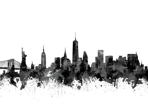 New York City Skyline Black And White Crushhor