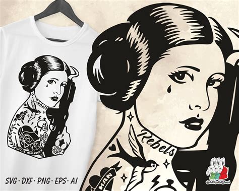 Star Wars Tattoo Princess Leia Svg Png Dxf Eps Ai Files For Cutting