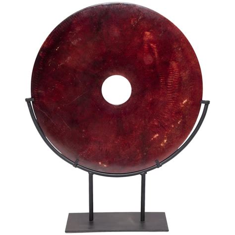 Chinese Fire Jade Bi Disc For Sale At 1stdibs