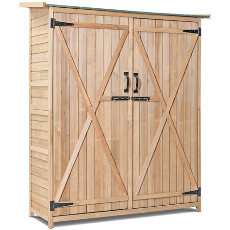 Buy Goplusoutdoor Storage Cabinet Wooden Garden Shed With Double