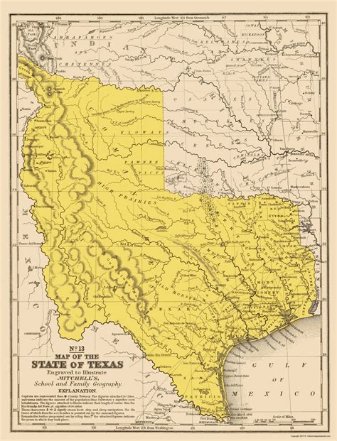Old State Maps Texas Geographical Tx By Mitchell 1847