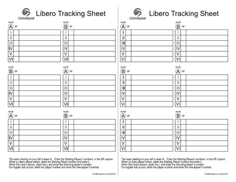 Libero Tracking Sheet Template Usa Volleyball Download Printable Pdf