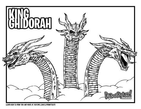 Godzilla monster coloring pages for kids, how to draw godzilla, godzilla drawing and coloring. How to Draw KING GHIDORAH (Godzilla: King of the Monsters) Drawing Tutorial | Draw it, Too!