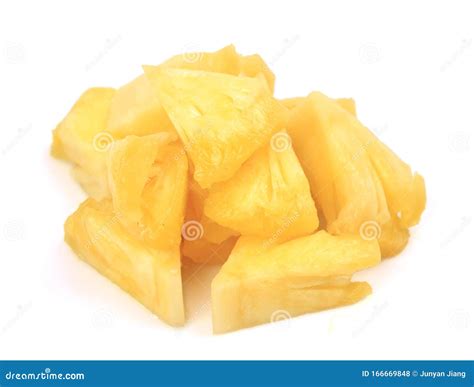 Fresh Cut Pineapple Pieces Stock Photo Image Of Color Background