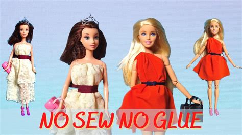 2 Easy Barbie Doll Dresses👗 Party Dress 💃 Prom Dress 🥳 No Sew No Glue Youtube