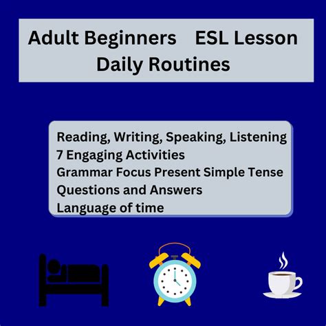 Adult Beginners Esl Lesson Daily Routines Present Simple