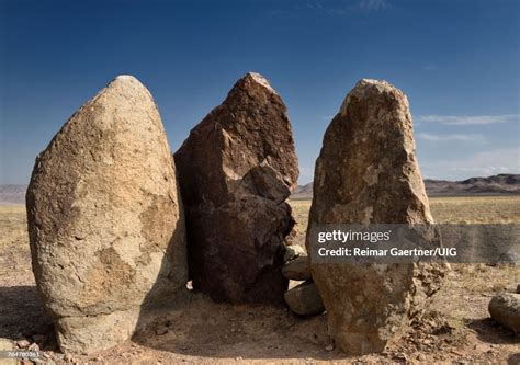 Three Standing Stones In Altyn Emel Park Called Oshak Tas A Burial
