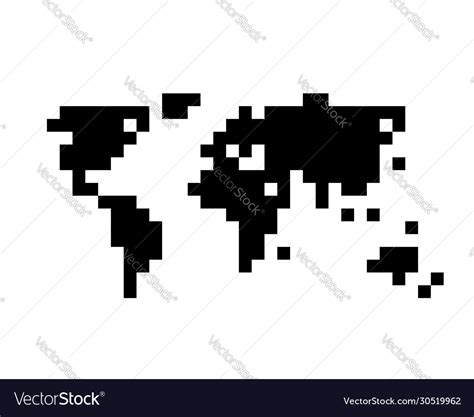 Minimal Pixel Art Global World Map Royalty Free Vector Image