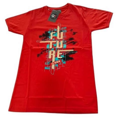 Male Round Men Red Cotton T Shirt Size Medium At Rs 300 In Basti Id