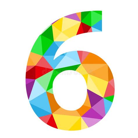 Number 6 Icon With Colorful Polygon Pattern Stock Vector Illustration