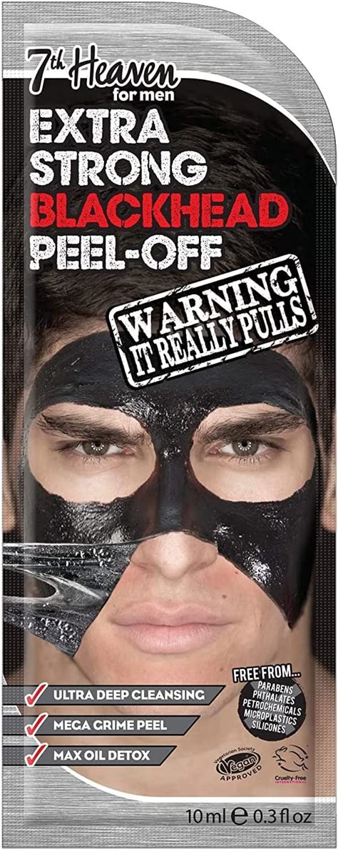 7th Heaven Mens Extra Strong Blackhead Peel Off Face Mask With Charcoal Powder For Ultra Deep