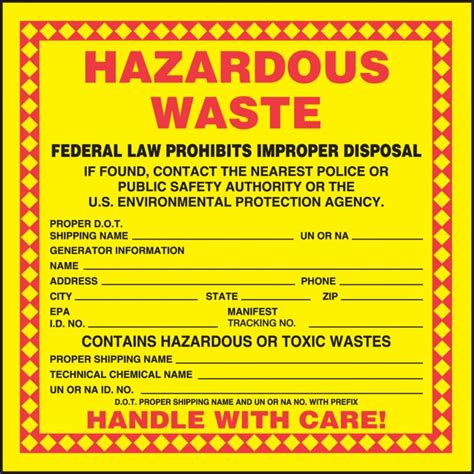 Accuform Signs MHZW25PSP Hazardous Waste Label 6 X 6 Adhesive