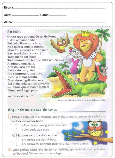 Atividade De Interpretacao De Texto Para O 5 Ano 11 Português