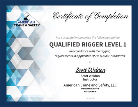 Qualified Rigger Level 1 • Amcands • Accredible • Certificates Badges
