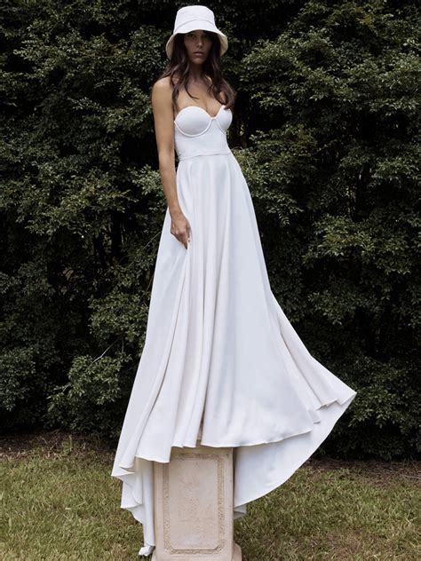 White Simple Wedding Dress Satin Fabric Strapless Sleeveless A Line