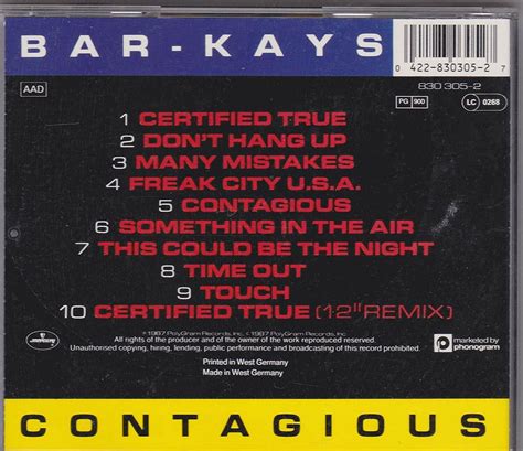 Bar Kays ‎ Contagious Cd Bonus Certified True 12 Remix Cd 1987 Ebay