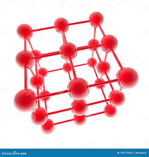 3d Rendering Illustration Of A Red Molecule Structure On A White