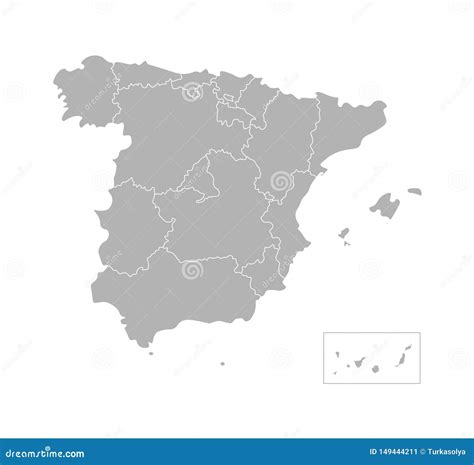 Ejemplo Aislado Vector Del Mapa Administrativo Simplificado De España R