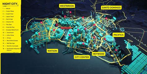Cyberpunk 2077 Map Cyberpunk 2077 Map Von Night City Alle 7 Distrikte