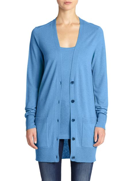 Lyst Saks Fifth Avenue Cashmere Long Cardigan In Blue